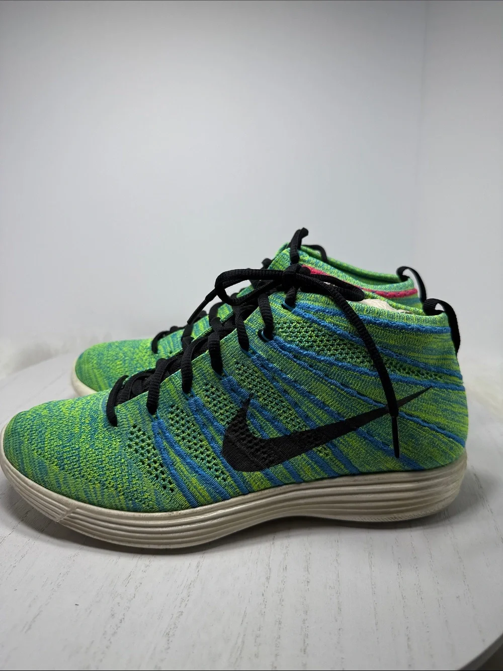 Nike Men's Flyknit Sneakers in Neon Green, Blue, Black